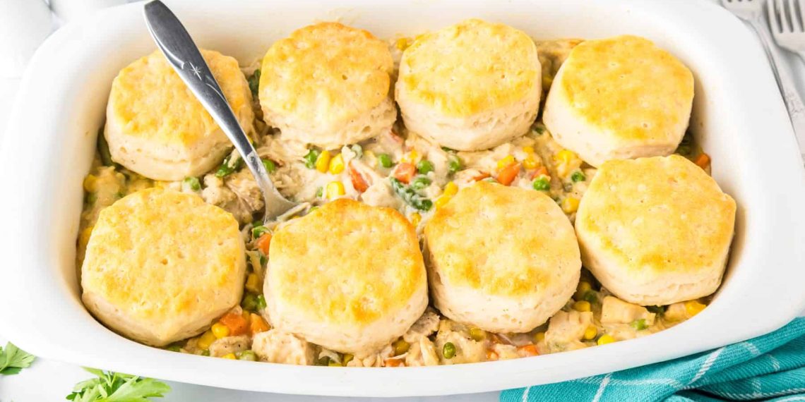 Biscuit Chicken Pot Pie (With Frozen Veggies)