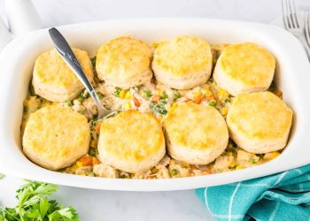 Biscuit Chicken Pot Pie (With Frozen Veggies)