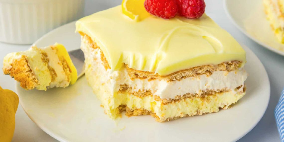 No Bake Lemon Eclair Cake (Ice Box Cake!)