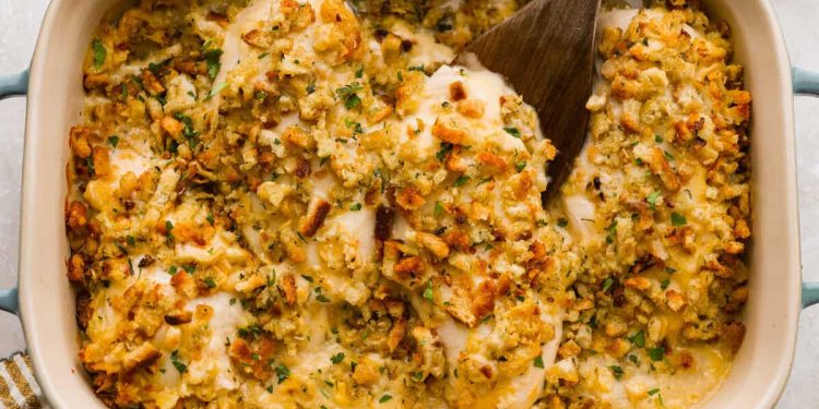 Swiss Chicken Bake (Creamy, Cheesy & Easy!)